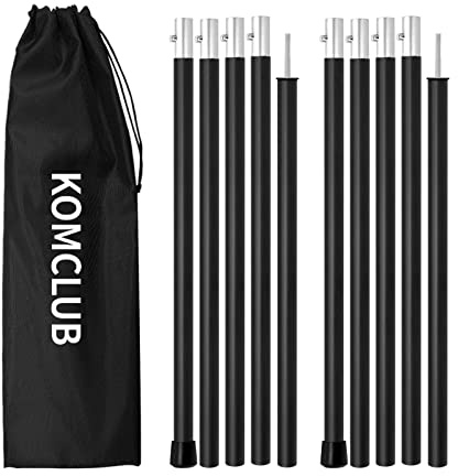 KOMCLUB Tent Poles Tarp Poles, 5-Section Telescoping Aluminum Rods for Tent Fly and Tarps, Lightweight Replacement Adjustable Tent Poles for Outdoor Sport Camping 78Inch (Black)