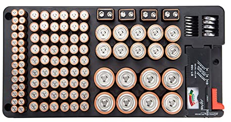 Battery Organiser Storage Case with Battery Tester - Battery Storage Box Organizer Holds 116 Batteries Various Sizes,Battery Case for AAA,AA, C, D,9V (Batteries are Not Included)