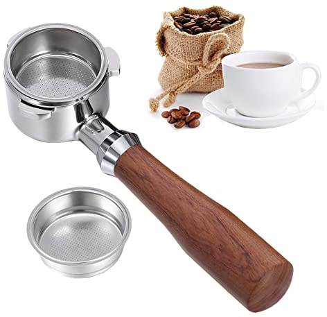 Aoresac Siebträger 51mm aus Massivholz, Bodenloser Siebträger 51mm mit 2 Filterkörben, Ersatz für DeLonghi Dedica EC680/EC685/EC785/EC820/EC850/EC860