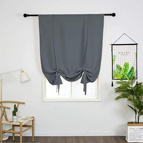 SIMPVALE Tende oscuranti corte romane con legatura, isolamento termico, con tasca per bastone cieco per camera da letto, soggiorno, cucina (grigio, 100 x 120 cm)