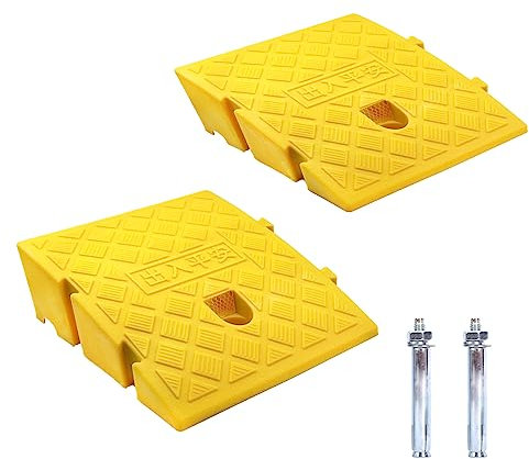 JAHOMFAI Rampas para Coches, Rampa Bordillo Coche, Bordillo Ligeras Portátiles para Calzadas, Aceras, Motos, Scooters, con 2 Pernos de Extensión