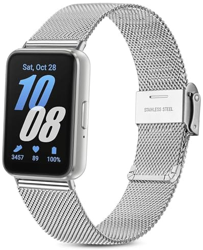 Issinlky Metallband för Samsung Galaxy Fit 3, Rostfritt stålarmband för Samsung Galaxy Fit 3 SM-R390 Herren Damen