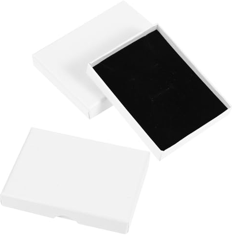 JJUNW Lot de 2 petites boîtes cadeaux rectangulaires blanches avec couvercle - Petite boîte cadeau pour bijoux - 9 x 7 cm - Boîte à bijoux pour boucles d'oreilles, colliers, bracelets, bagues