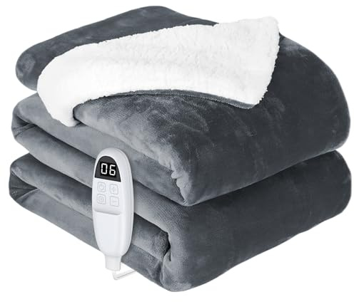 anysun Manta Electrica, Manta Térmica Grande 180 x 130 cm, 6 Niveles de Calor, Temporizador de 10 Horas, Apagado Automático, Mantita Eléctrica para Cama Sofá Hogar, Lavable a Máquina
