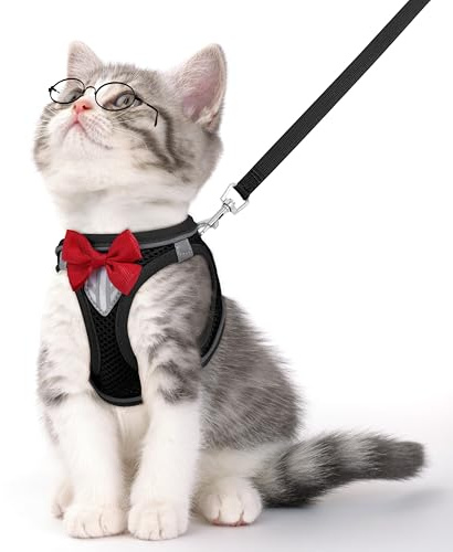 NCMAMA Cat Vest Harness and Leash Set, Escape Proof Kitten Harness Black XS
