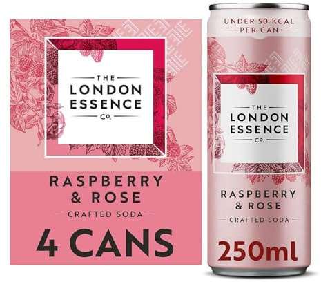 The London Essence Co. Raspberry & Rose 250ml Can (Pack of 4)