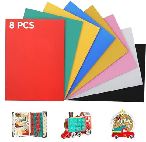 Creatorally 8 láminas de madera contrachapada preteñidas de 3 mm, 297 x 210 mm, de colores y aptas para láser, para grabado, corte, modelismo y proyectos de manualidades (8 colores mezclados)