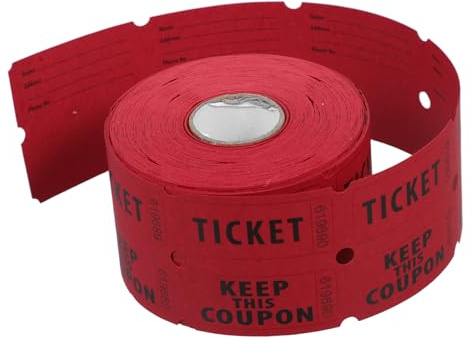 FUNOMOCYA 500 St Dubbelrulle Raffle Tickets i Djup Röd för Evenemang Fester och Insamlingar Perfekta för Klassbelöningar Konserter och Högtidsfiranden Med Perforering för Enkel Avrivning
