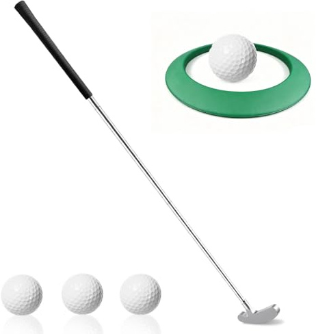 Golf Putter, Single Pack Unisex Putter With Golf Rubber Putting Ring/Cups And 2 Balls, Can Be Used By Both Left And Right Hands, Putter Set,For Children, Teenagers And Adults,Golf Gifts For Men