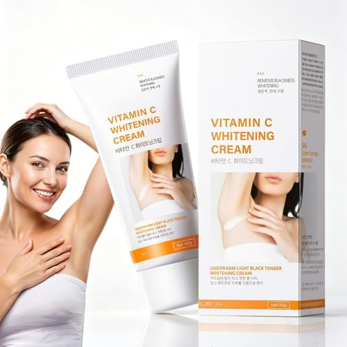 Crema Schiarente Corpo 60g per Ascelle, Collo, Gomiti e Ginocchia, con Niacinamide Vitamina C ed E, Texture Leggera, Crema Schiarente Pelle da Donna
