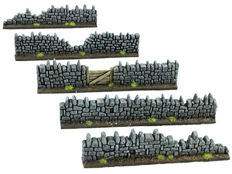 War World Gaming Beschädigte Fantasie-Mauern (Set von 5) - 25mm - 32mm Tabletop Spiele Gelände Modellbau Terrain Geländebau Wand Landschaftsbau Modell Diorama Miniatur Zubehör