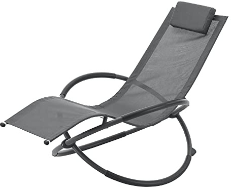 [en.casa] Schaukelliege Pulsano Liegestuhl Gartenliege wetterfest 166 x 74 x 86 cm Schaukelstuhl Outdoor Sonnenliege Relaxliege mit Kopfpolster Aluminiumgestell bis 150 kg Dunkelgrau