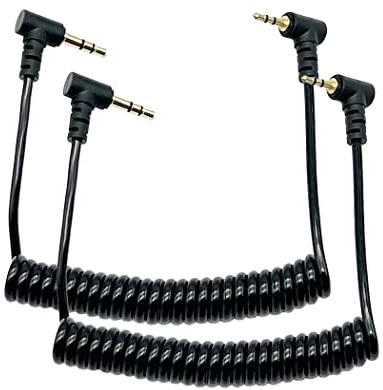 LiKuCo Coild 2.5mm to 3.5mm Audio Cable, 2.5mm Male to 3.5mm 1/8inch Male 90 Degree Double Angled TRS Stereo Audio Headphone Aux Coiled Cord Cable (2Pack)