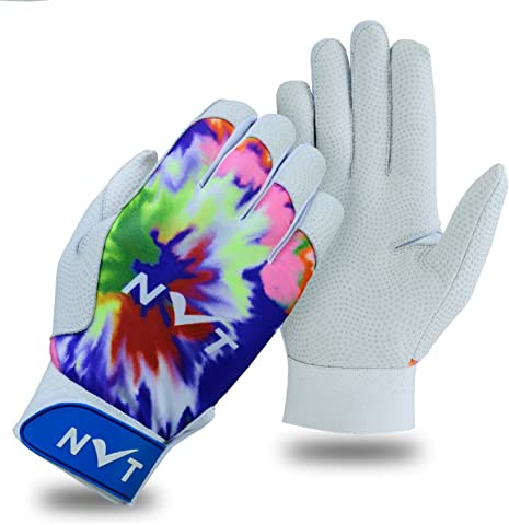 NVT Baseball Batting Gloves for Men & Youth, Genuine Leather Palm Grip