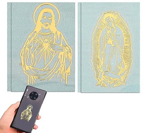 Hrippy 4pcs Autocollant Auto-adhésif en Métal Autocollant Vierge Fatima Holy Family Sticker Catholique pour Les Albums Scrapbooks Téléphone Decoration De Bouteille D'