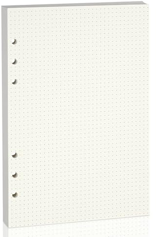 A5 6-Hole Dotted Line Refill Paper & Loose Leaf Planner Inserts for A5 6-Ring Binders-Fountain Pen Friendly-Double Sided No Bleed Through