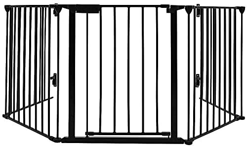 Barrière de sécurité Enfant - Barrière d'escalier Grande Version 310CM - Barrière de Protection cheminée - 5 Panneaux - Pré-assemblé - Noir