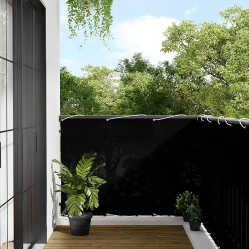 vidaXL Balkon Sichtschutz, Balkonbespannung mit Ösen Seil, Wasserfeste Balkonabdeckung, Balkonverkleidung für Balkon Terrasse, 120x1000cm Schwarz 100% Polyester-Oxford