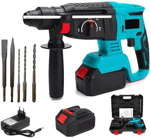 Trapano Tassellatore a Batteria, con 2 Batterie da 18V, Martello Demolitore, Mandrino SDS 26mm, Martello a Percussione, Motore Senza Spazzole Brushless, 4000 RPM, Uso Domestico e Professionale