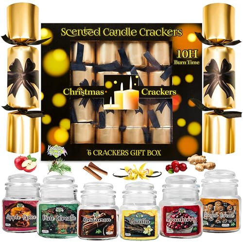 KreativeKraft Christmas Crackers con Mini Lusso Set Candele Profumate Pacco da 6