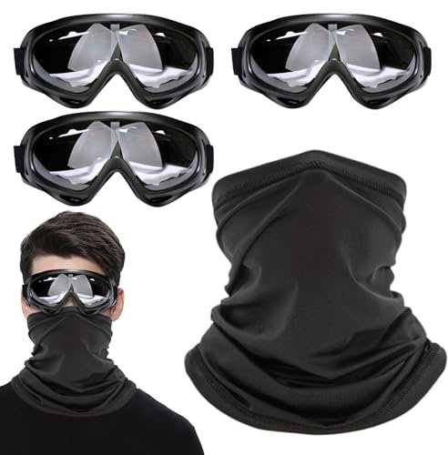 HDGSAFD Lunettes de vélo 3 pièces, masque de vélo 1 pièce, lunettes coupe-vent, lunettes de sécurité sportives, lunettes de sécurité pour enfants, lunettes de vélo transparentes anti-buée