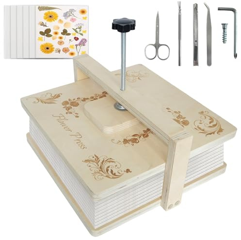 Stranthother 10pcs Extra Large Wood Flower Press Kit 10.8 * 10.8 Inch Flower Plant Preservation Kit Plant Press Kits for Kids and Adults Plant Lover Gifts, DIY Arts and Craft Kit