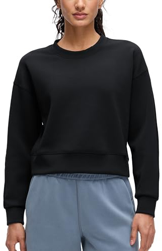 CRZ YOGA Dam SoftAura Crewneck Sweatshirt Långärmad Träningströja Casual Enkla Hösttoppar Svart S