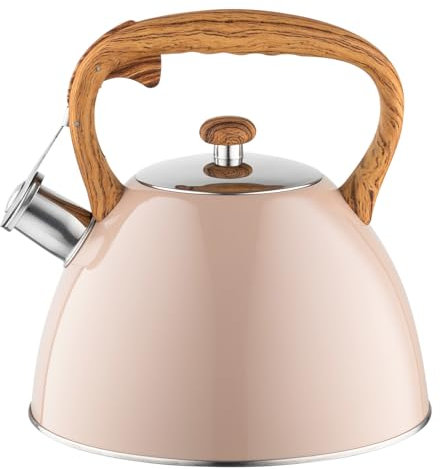 FLORINA - Bouilloire Inox (2,5 l) I Bouilloire Sifflante FRANK I Poignée Résistante à la Chaleur I Non Electrique I Induction, Gaz I Pour Thé et Café I Couleur: Brun Mat