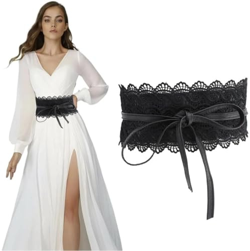 PNPGDYKR Cinturón Obi de mujer, Cinturón de Mujer Obi, Banda de cintura ancha de encaje, para las mujeres, cinturón de vestido, Cinturón de Mujer Ancha de Cuero sintética, para Vestido