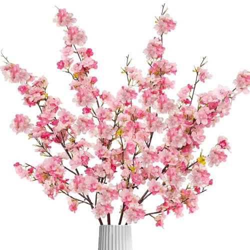 SNAIL GARDEN 4er-Set Künstliche Kirschblütenzweige 109cm (180 Blüten/Zwg) – Mit abnehmbaren Blüten:Blütenabfall möglich! – Rosa-Mix, Biegsame DIY Deko für Hochzeit, Bodenvase & Wohnaccessoire