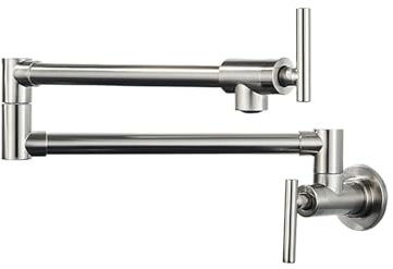 Krukfyllning Dubbelfogad Pip Fällbar Sträckbar Svängarm Vägg Mässing Köksblandare Ett Hål Tvågrepps Kökshandfat Läckagefri design(Golden A)
