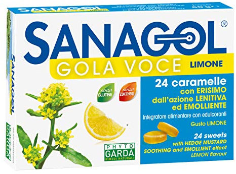 Sanagol Integratore Alimentare Gola você, Senza Zucchero, Multicolore, Limone, 24 Caramelle
