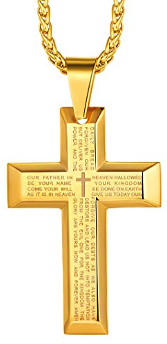 Richsteel 18k vergoldet Kreuzkette mit Vaterunser Kreuzkette gold Kruzifix Kette für Jungen und Herren