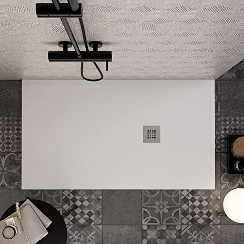 OLIMPO DOCCE - Piatto doccia bianco in marmoresina con griglia inox e Piletta Gratis - STAR PLUS - 70x150