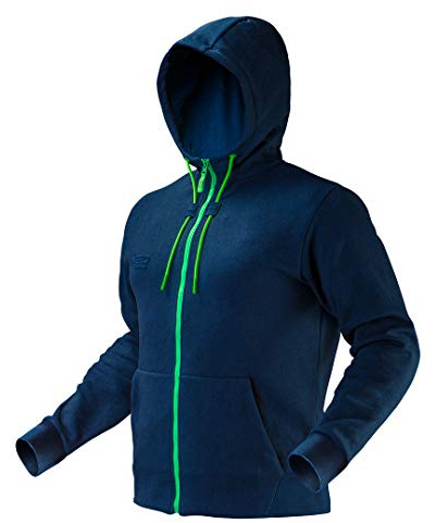NEO TOOLS Lätt arbetsjacka för män med huva och dragkedja, långärmad, storlek S-XXXL, jerseytyg av 67% bomull och 33% polyester 300 g/m2, kompatibelt med EN ISO 13688:2012