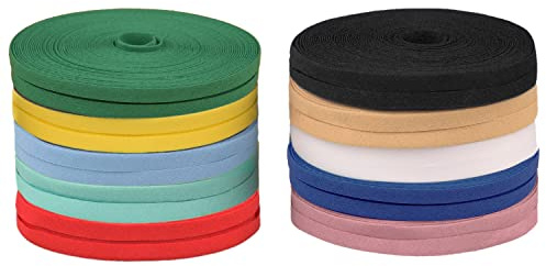 NAUZE 10 Rolls Solid Color Double Fold Bias Tape 1/2 Bias Tape Bias Binding Tape Sewing Piping Hemming Tape