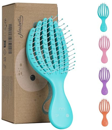 Ninabella Haarbürste ohne Ziepen für Kleinkinder - Entwirrbürste - Detangler Bürste - Haarbürsten Locken lange Haare - Hair Brush - Kinderhaarbürste - Antiziepbürste in Oktopus-Optik, Blau