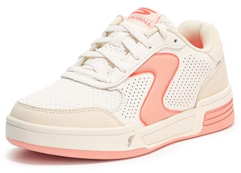 Skechers Women's Viper Court Classic Sneaker, off White Leather Textile Synthetic Pink T, 40 EU