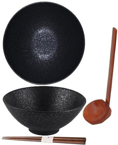 TuYines japansk ramenskål, keramik, 21 cm, 1 200 ml, multifunktionsskål med sked och ätpinnar