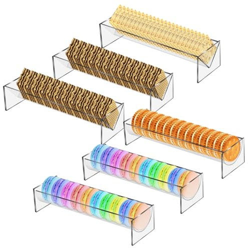 6 Pcs Clear Cracker Tray Rectangular Acrylic Holder Serving Tray Transparent Macaron Food Display Stands Biscuit Serving Dish for Wedding Home Party Charcuterie Board Platter