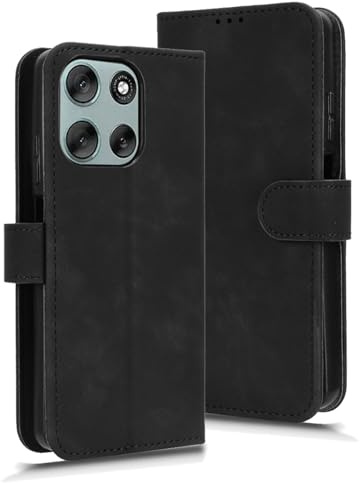 GOGME Cover Folio in Pelle per Motorola Moto G56 5G, Premium PU + TPU Protettiva Custodia Magnetica Flip Case Stile con Supporto di Stand/Carte Slot, Nero