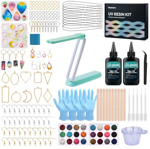 Resiners 190PCS UV Resin Kit with Light for Jewelry Making