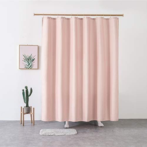 Xlabor -Labor Premium linneduschdraperi 240 200 cm, vattentätt tyg inkl. 12 duschdraperiringar, tvättbart badkarsdraperi, 240 200 cm, rosa
