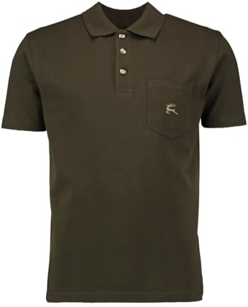 OS Trachten Herren Poloshirt Kurzarm Jagdshirt mit Liegekragen Niwio, Größe:6XL, Farbe:Oliv