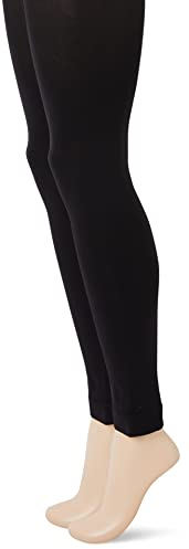 Nur Die 2er Pack Leggings 80 DEN Strumpfhose ohne Fuß Blickdicht warm extra breiter Komfortbund Damen, schwarz, S