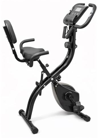 FFitness Cyclette Pieghevole X-Bike Ergometro Seduta Max 120kg |INCLUSO Cardiofrequenzimentro Porta Cellulare Bande per Esercizi