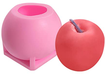 adawd Moule en silicone pour bougies en forme de pomme - Moule à bougie 3D en silicone pour verser des fruits - Moule à bougie en silicone - Accessoire de savon à gâteau pour fête de Noël - Fait à
