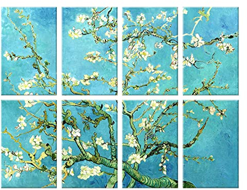 JBER set de 8 panneaux acoustiques muraux décoratifs avec autocollants pour studios d'enregistrement, home cinéma, 114 x 91cm (FLEUR D'APRICOT)