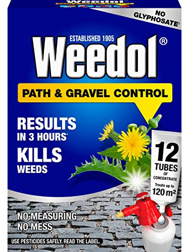 Weedol Path Weed Killer Líquido Concentrado 12 Tubos Treats 120 m2 Control de malezas de jardín y patio