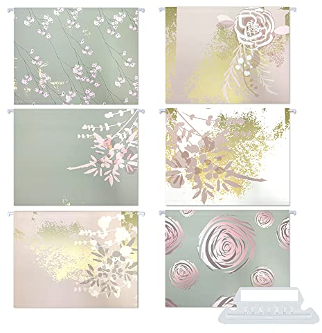 12er-Pack Hängemappen mit Blumenmotiven, Briefgröße – für A4-Dokumente – Robuste und Dekorative Aktenordnung